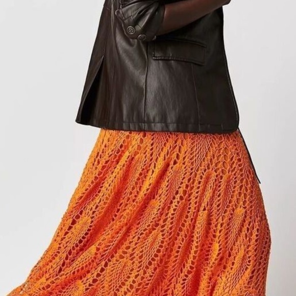 Free People Orange Maxi Skirt - Picture 2 of 11